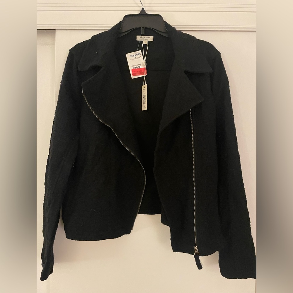 NWT Max Studio Moto Black Women's Blazer